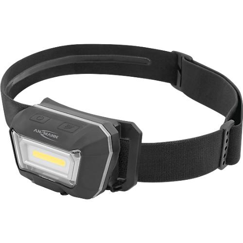 LED-Stirnlampe Ansmann HD280RS, 280 Lumen, 21 m Reichweite, 110 g, IP65, Gestensteuerung, flexibles Stirnband, L 78,4 × B 47,4 × H 45,9 mm, schwarz