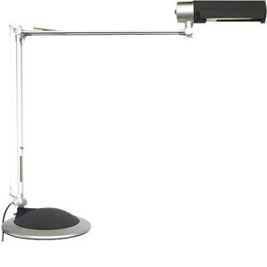 LED-Tischleuchte MAULoffice, dreh- & neigbarer Kopf/Arm, 950 Lumen, Fußauswahl, Höhe 540 mm, Aluminium & Metall, Silber-Anthrazit