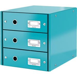 LEITZ® 3 Schubladen Click + Store, hoch, eisblau LEITZ® 3 Schubladen Click + Store, hoch, eisblau