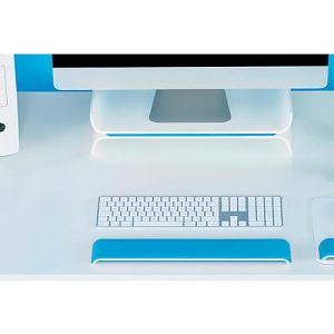 Leitz® Ergo WOW Handgelenkauflage für Tastauren, ergonomisch, 2-stufig höhenverstellbar, L 437 x B 71 x H 21 mm, weiß/blau