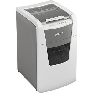 Leitz IQ Autofeed Office 150 Aktenvernichter P4, Vollautomatik, Partikelschnitt 4 x 30 mm, 44 l, 150 Blatt Schnittleistung, weiß