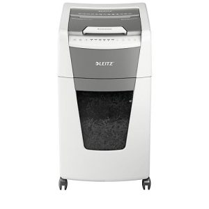 Leitz IQ Autofeed Office Pro 600 Aktenvernichter P4, Vollautomatik, Partikelschnitt 4 x 36 mm, 110 l, 600 Blatt Schnittleistung, mit Rollen, weiß
