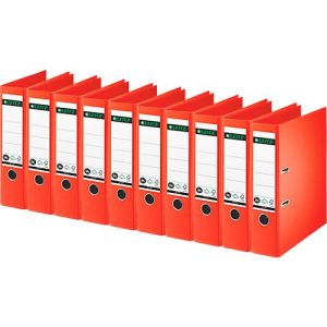 LEITZ® Ordner 1007/1008, DIN A4, Rückenbreite 80 mm, 10 Stück, hellrot