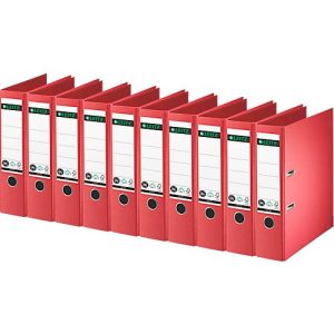 LEITZ® Ordner 1007/1008, DIN A4, Rückenbreite 80 mm, 10 Stück, rot