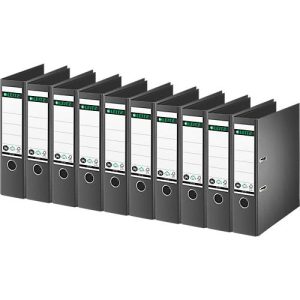 LEITZ® Ordner 1007/1008, DIN A4, Rückenbreite 80 mm, 10 Stück, schwarz