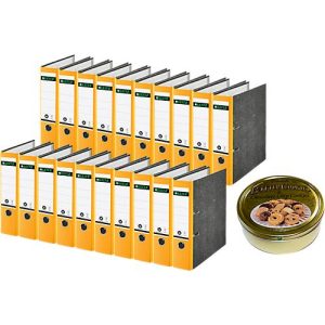 LEITZ® Ordner 1080, DIN A4, 80 mm, gelb + gratis 1 Dose Buttercookies