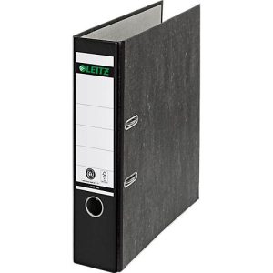 LEITZ® Ordner 1080, DIN A4, Rückenbreite 80 mm, Griffloch, geklebtes Rückenschild, Hartpappe, 1 Stück, schwarz