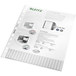 LEITZ Prospekthülle 4704, DIN A4, oben offen, 100 Stück, genarbt, transparent, 0,09 mm LEITZ Prospekthülle 4704, DIN A4, oben offen, 100 Stück, genarbt, transparent, 0,09 mm