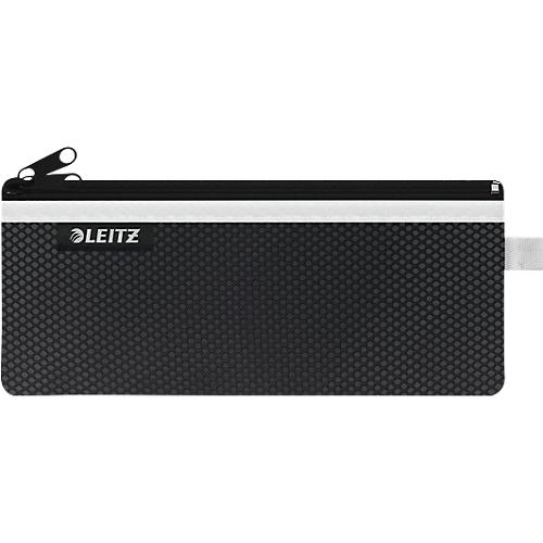 Leitz WOW Traveller Zip-Beutel, durchsichtiges Netzfach & blickdichtes Fach, Größe M, schwarz