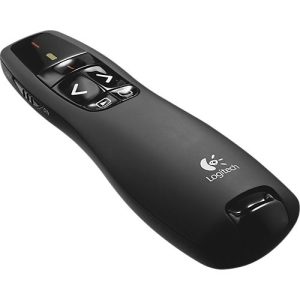 Logitech® Wireless Presenter R400, roter Laserpointer Klasse 2, Reichweite bis 15 m, USB-Empfänger, Kunststoff, schwarz, inkl. Batterien & Reiseetui