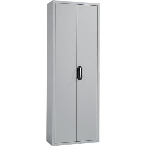 Magazinschrank, 1980 mm hoch, 15 Böden, 82 Kästen, mit Türen, hellsilber