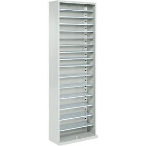 Magazinschrank, 1980 mm hoch, 15 Böden, ohne Kästen, ohne Türen, lichtgrau