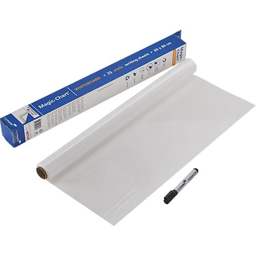 Magic Charts Legamaster, für Whiteboards, blanko, selbstklebend & beschreibbar, inkl. Boardmarker, B 600 x H 800 mm, 100 % recyclingfähig, Polypropylen, weiß, 25 Blatt