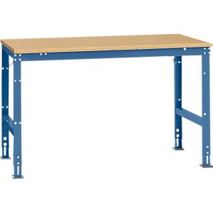 Manuflex Arbeitstisch UNIVERSAL Standard, 1500 x 1000 mm, Multiplex natur, brillantblau