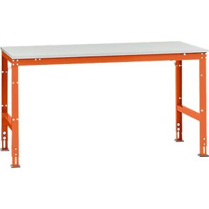 Manuflex Arbeitstisch UNIVERSAL Standard, 1750 x 1000 mm, Kunststoff lichtgrau, rotorange