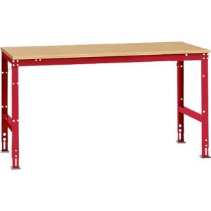 Manuflex Arbeitstisch UNIVERSAL Standard, 1750 x 1000 mm, Multiplex natur, rubinrot