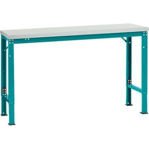 Manuflex Grundtisch UNIVERSAL Spezial, 1500 x 800 mm, Kunststoff lichtgrau, wasserblau