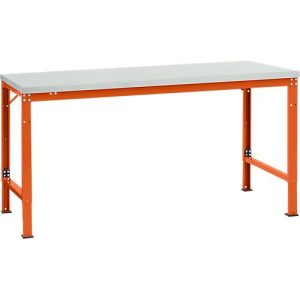 Manuflex Grundtisch UNIVERSAL Spezial, 1750 x 1000 mm, Kunststoff lichtgrau, rotorange
