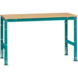 Manuflex Grundtisch UNIVERSAL Standard, Tischplatte Multiplex, 1500×800, wasserblau