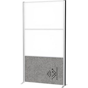 MAUL Stellwandsystem MAULconnecto, 1 x Akustikvlies dunkel, 2 x Whiteboard, Klettverbindung, Standfuß, H 1800 x B 1000 mm, silber