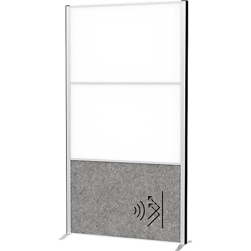 MAUL Stellwandsystem MAULconnecto, 1 x Akustikvlies dunkel, 2 x Whiteboard, Klettverbindung, Standfuß, H 1800 x B 1000 mm, silber