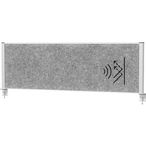 MAUL Tisch-Trennwand MAULconnecto, Akustikvlies 4000 g/m², Aluminiumprofil, B 1600 x H 500 mm, Akustik dunkelgrau, silber