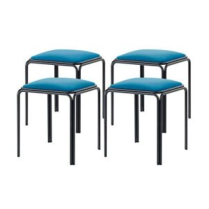 Meet by Paperflow Hocker Bistro, Stahl mit Samtbezug, Sitzhöhe 495 mm, B 420 x T 420 x H 495 mm, 4 Stück, schwarz/blau