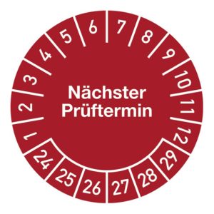 Mehrjahresprüfplakette D.20mm Nächster Prüftermin 2024-2029 Folie Btl.a 100 St.