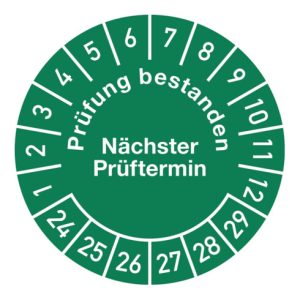 Mehrjahresprüfplakette D.30mm Prüfung bestanden 24-29 Folie Btl.a 100 St.