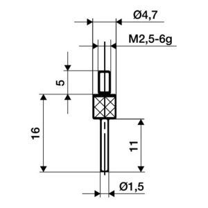 Messeins.D.1,5mm L.30mm Stift M2,5 STA z.Messuhren KÄFER