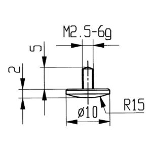 Messeins.D.10mm gewölbt R.15 M2,5 STA z.Messuhren KÄFER