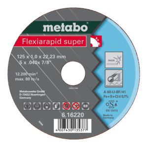 Metabo Flexiarapid super 125×1,0x22,23 Inox, Trennscheibe, gerade Ausführung