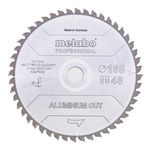 Metabo Sägeblatt „aluminium cut – professional“, 160×1,6/1,2×20 Z48 FZ/TZ 5°neg