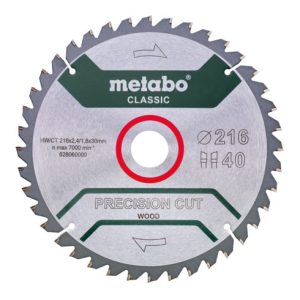 Metabo Sägeblatt „precision cut wood – classic“, 216×2,4/1,8×30, Z40 WZ 5°neg.
