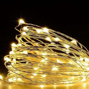 Lichterkette 100 LED an Silberdraht 10.3m warmweiß