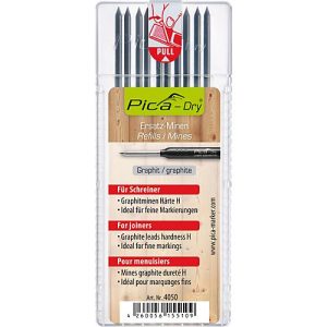 Minen-Set Pica-Dry 4050, für Schreiner, Graphit, Spezialhärte H, H 125 x Ø 2,8 mm, 10 Stück
