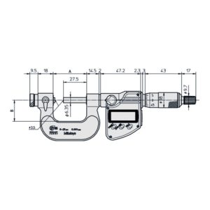 Mitutoyo Digitale Bügelmessschraube IP65 für Gewindemessungen, 0-25 mm Mitutoyo Digitale Bügelmessschraube IP65 für Gewindemessungen, 0-25 mm