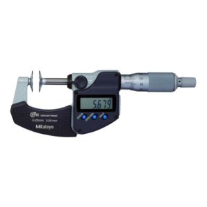 Mitutoyo Digitale Bügelmessschraube IP65 für Zahnweitenmessungen, 0-25 mm, Scheibe=20 mm Mitutoyo Digitale Bügelmessschraube IP65 für Zahnweitenmessungen, 0-25 mm, Scheibe=20 mm