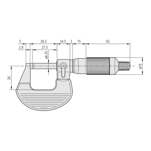 Mitutoyo Ratschentrommel Bügelmessschraube 0-25mm, 0,001mm