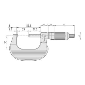 Mitutoyo Ratschentrommel Bügelmessschraube 25-50mm, 0,01mm