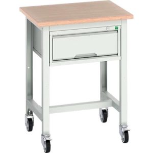 Mobile Werkbank Bott verso, Multiplex-Platte, mit Querstrebenset, 1 Schublade, B 700 x T 600 x H 930 mm, Lichtgrau