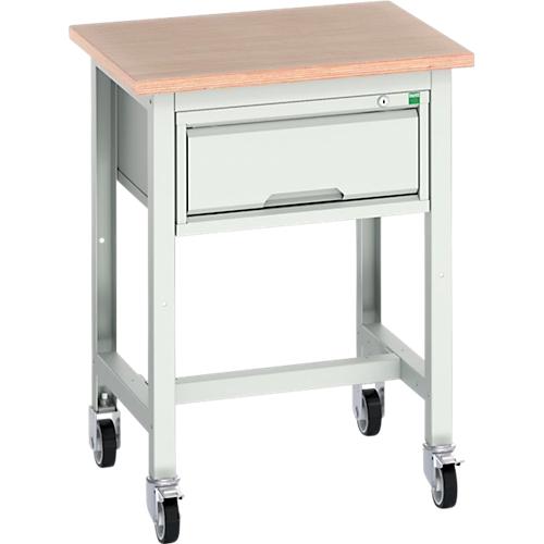 Mobile Werkbank Bott verso, Multiplex-Platte, mit Querstrebenset, 1 Schublade, B 700 x T 600 x H 930 mm, Lichtgrau