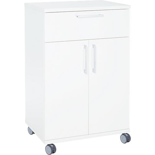 Mobiler Catering-Schrank mit Flügeltüren, B 650 x T 500 x H 1000 mm, weiß