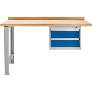Modulare Werkbank Schäfer Shop Select, Anbaueinheit, Buche Multiplexplatte, bis 500 kg, B 1500 x T 700 x H 840 mm, Enzianblau ral 5010