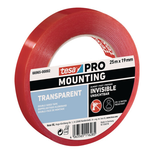 Montageband Mounting PRO Transparent 66965 transp.L.25m B.19mm TESA