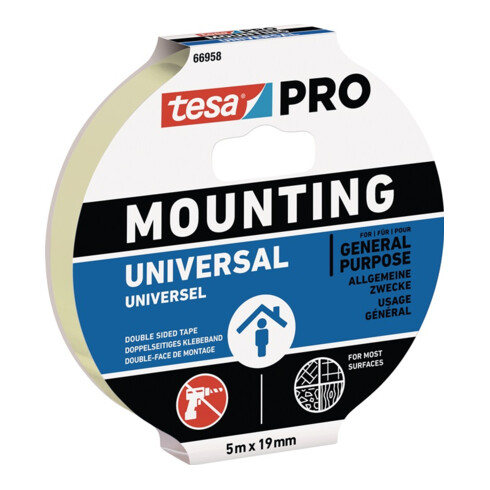 Montageband Mounting PRO Univ.66958 weiß L.5m B.19mm TESA