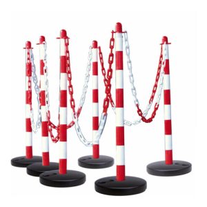 Moravia Kettenständer Set Rundfuß befüllbar rot/weiß 10 m Kette + Verbinder + Haken 6 Stk. Moravia Kettenständer Set Rundfuß befüllbar rot/weiß 10 m Kette + Verbinder + Haken 6 Stk.