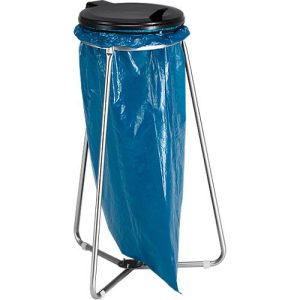 Müllsackständer, für den Innenbereich, für Müllsäcke bis 120 l, mit Deckel, B 560 x T 560 x H 940 mm, Stahl Müllsackständer, für den Innenbereich, für Müllsäcke bis 120 l, mit Deckel, B 560 x T 560 x H 940 mm, Stahl