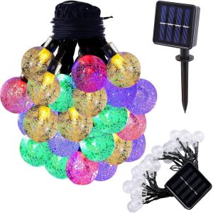 Solar LED Lichterkette 450cm. 20 Multicolor LED Kugeln. 8 Leuchtmodi