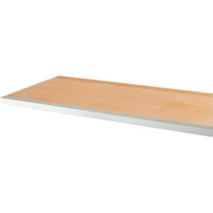 Multiplex-Arbeitsplatte, 40 mm stark, Gewindehülsen, Stahlkante, Buchenholz verl., farblos imprägniert, B 1500 x T 700 mm